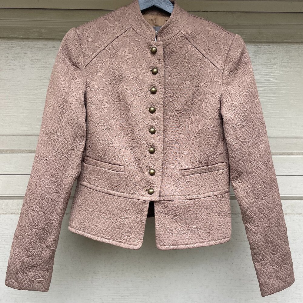 Vintage Kenar Pink Quilted Jacket 2 Y2K Regencycore Mandarin Collar Victorian